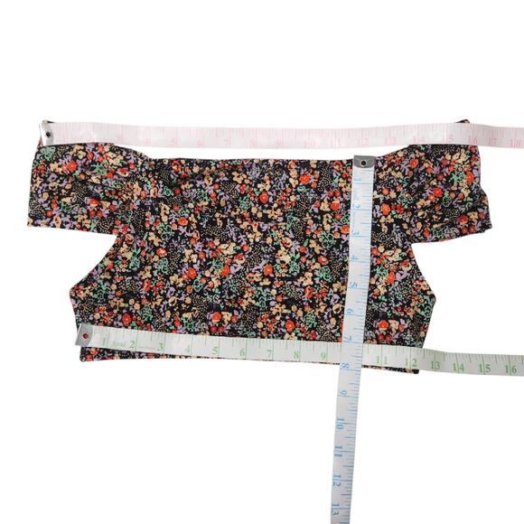 EUC Out From Under Ditsy Floral Micro Crop Top M Black Yellow Boho Festival Chic - Picture 5 of 6